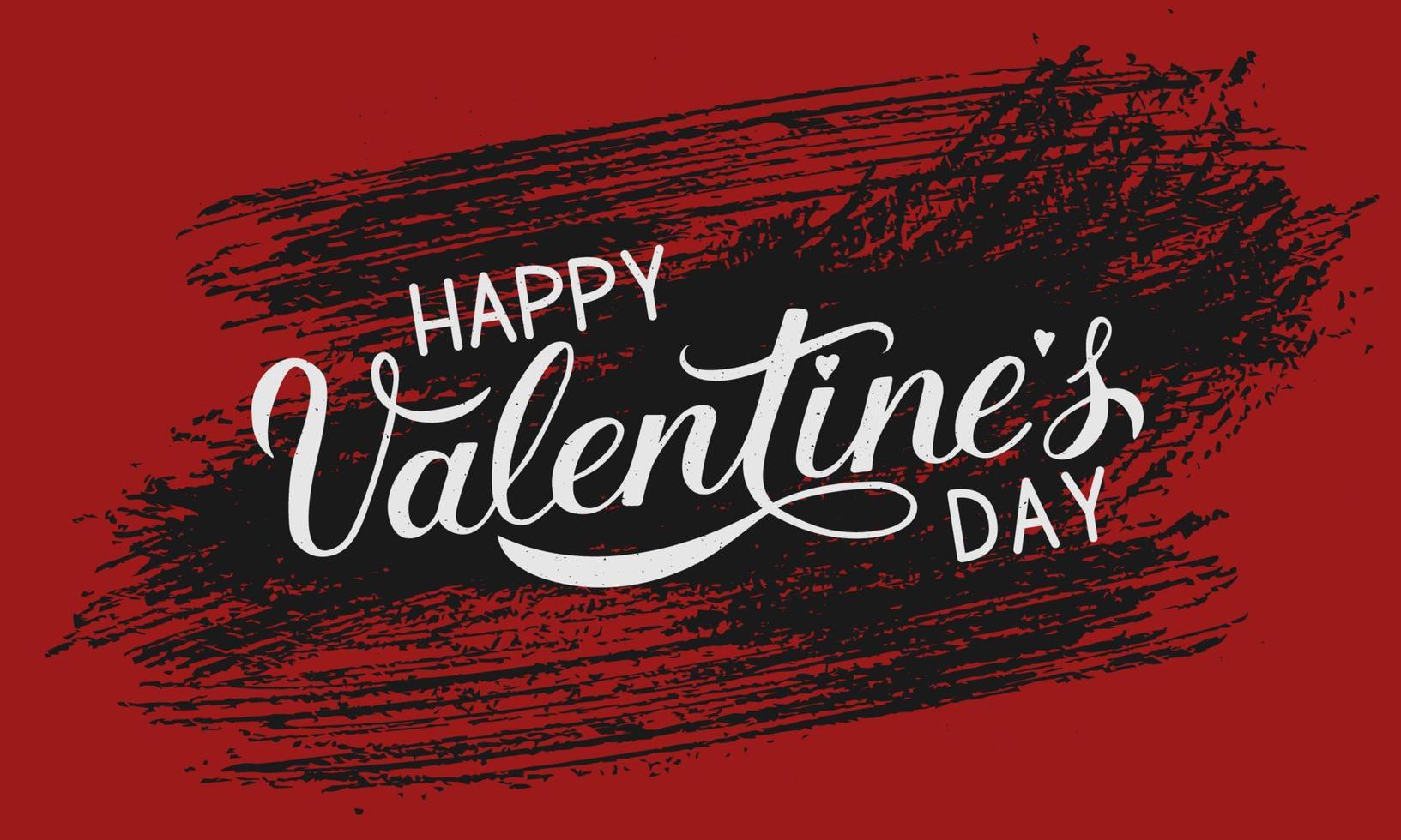 felice giorno di san valentino calligrafia lettering sfondo grunge. poster di celebrazione disegnato a mano. modello vettoriale facile da modificare per biglietto di auguri di San Valentino, banner pubblicitario, volantino, banner ecc.