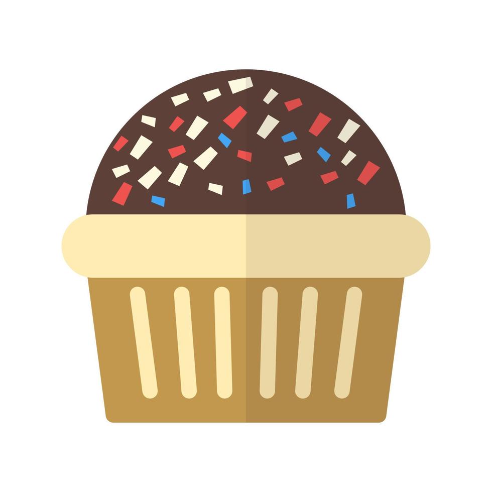 icona multicolore piatta di muffin al cioccolato vettore