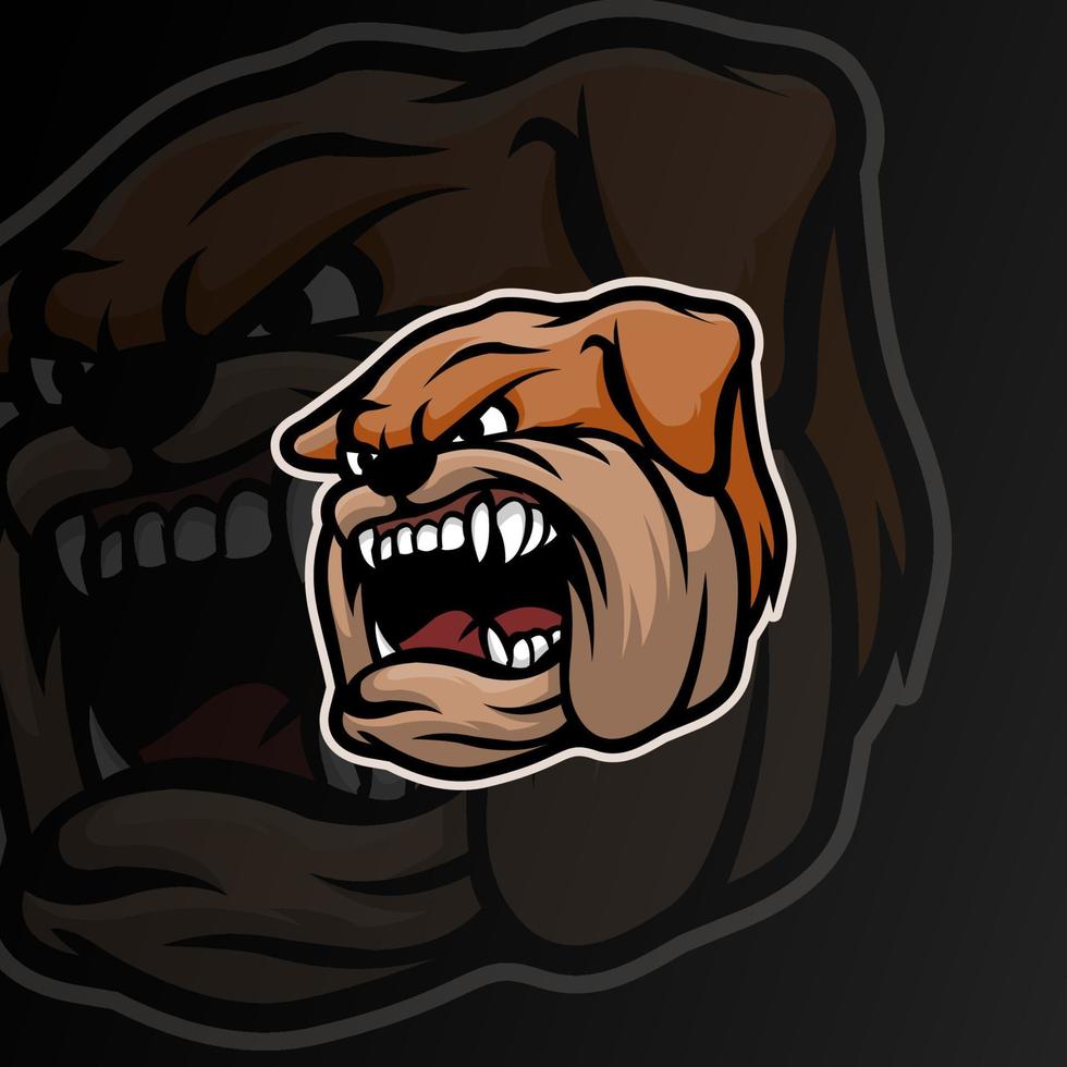 modello di logo della mascotte del fumetto del bulldog vettore