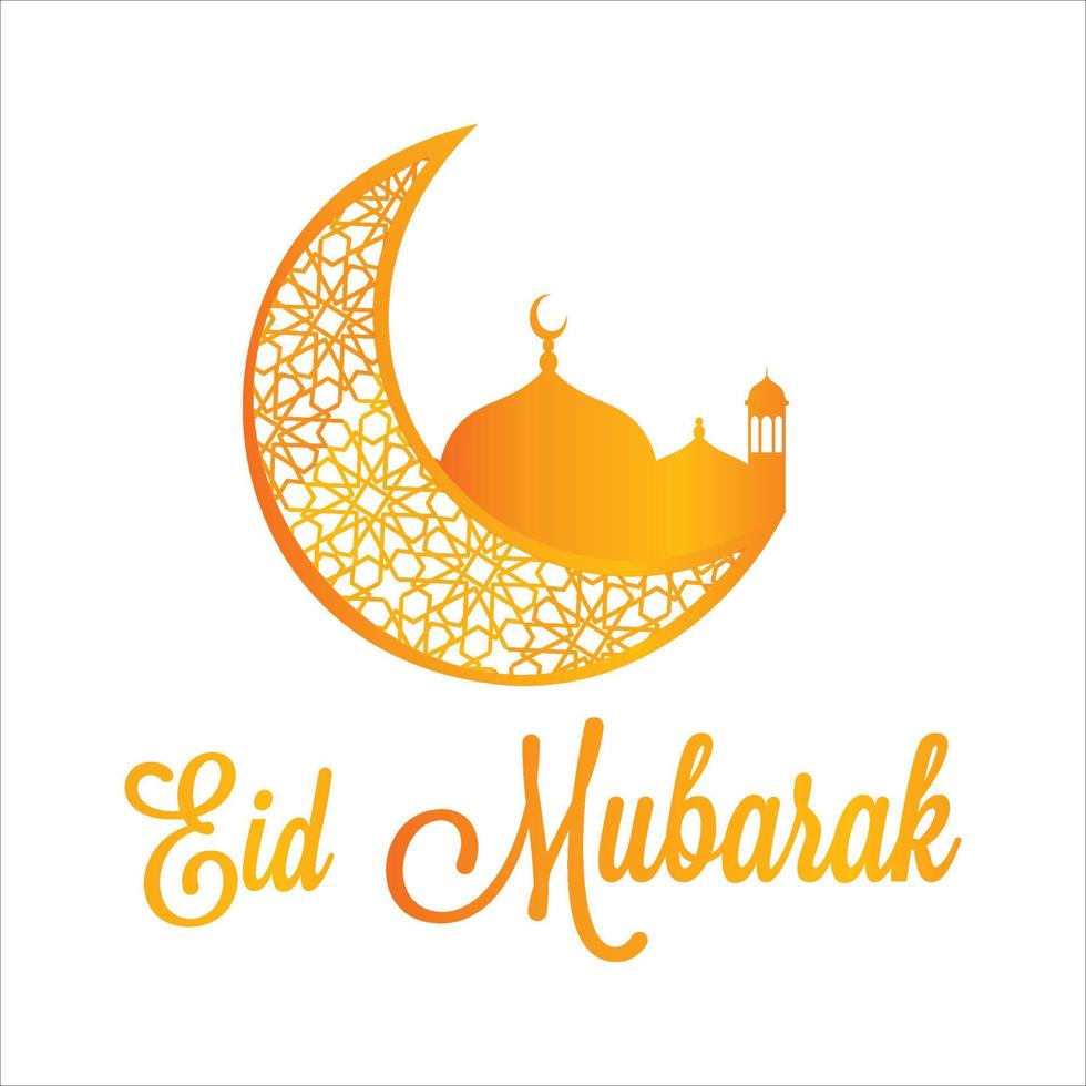 happy eid - design al-adha moderno creativo, design eid mubarak con montatura dorata con moschea islamica vettore