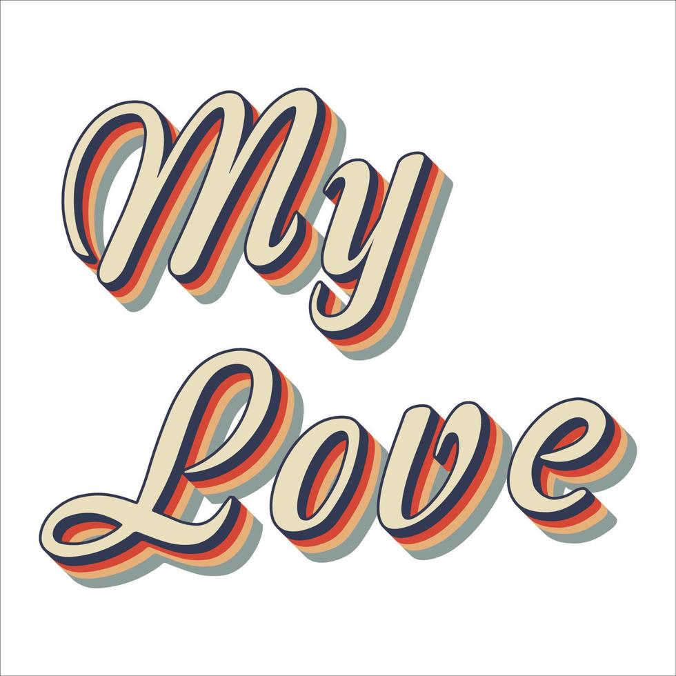 il mio amore 3d illustrazione, il mio amore nel testo 3d vettore