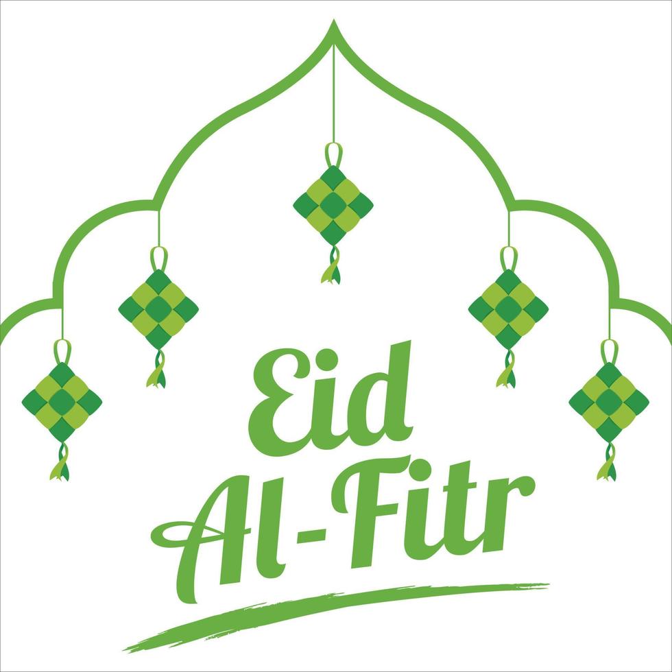 eid al-fitr effetto testo verde su sfondo bianco, festival musulmano eid al-fitr bellissimo effetto testo, eid al-fitr, verde, bianco, luna, moschea musulmana, aquiloni, elementi. vettore