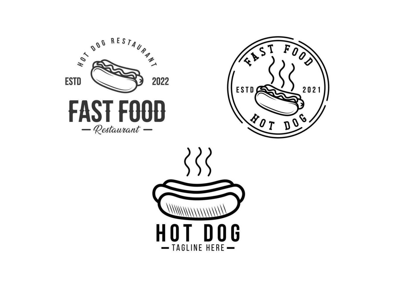 modello di progettazione logo ristorante hotdog. vettore