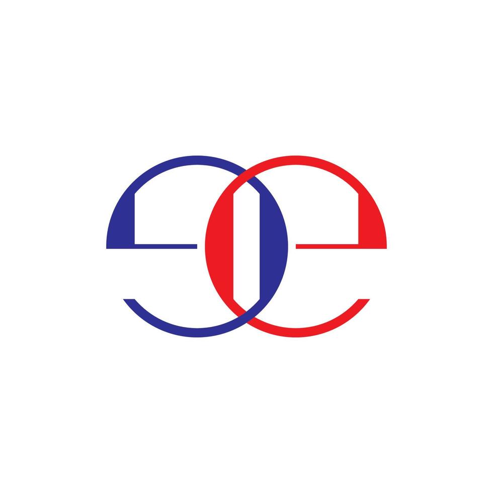 lettera ee cerchio collegato colorato disegno geometrico simbolo logo vettoriale