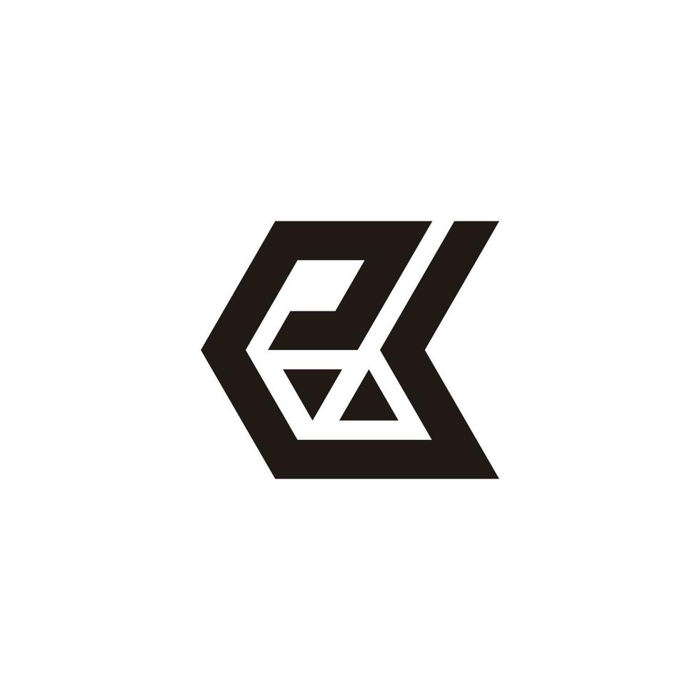 lettera astratta ek triangolo geometrico semplice mosaico frecce vettore logo