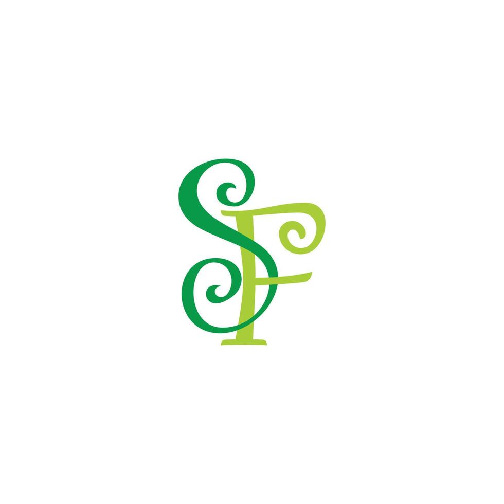 lettera sf curve nastro verde design colorato logo vettoriale