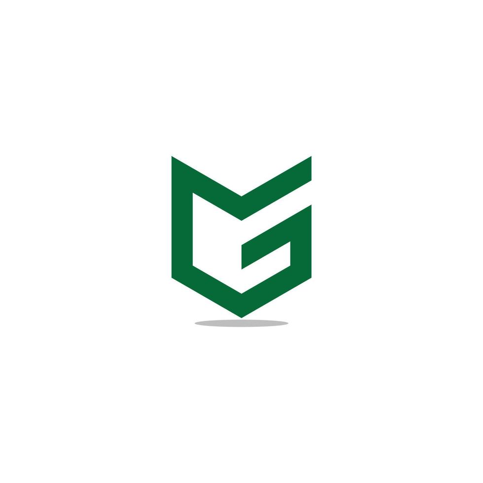 lettera mg semplice linea geometrica ombra logo vettoriale