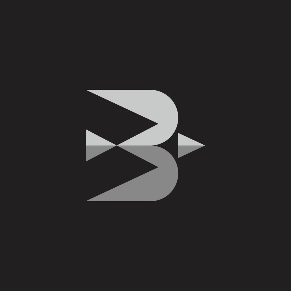 lettera b uccello volare semplice forma geometrica ombra logo vettore