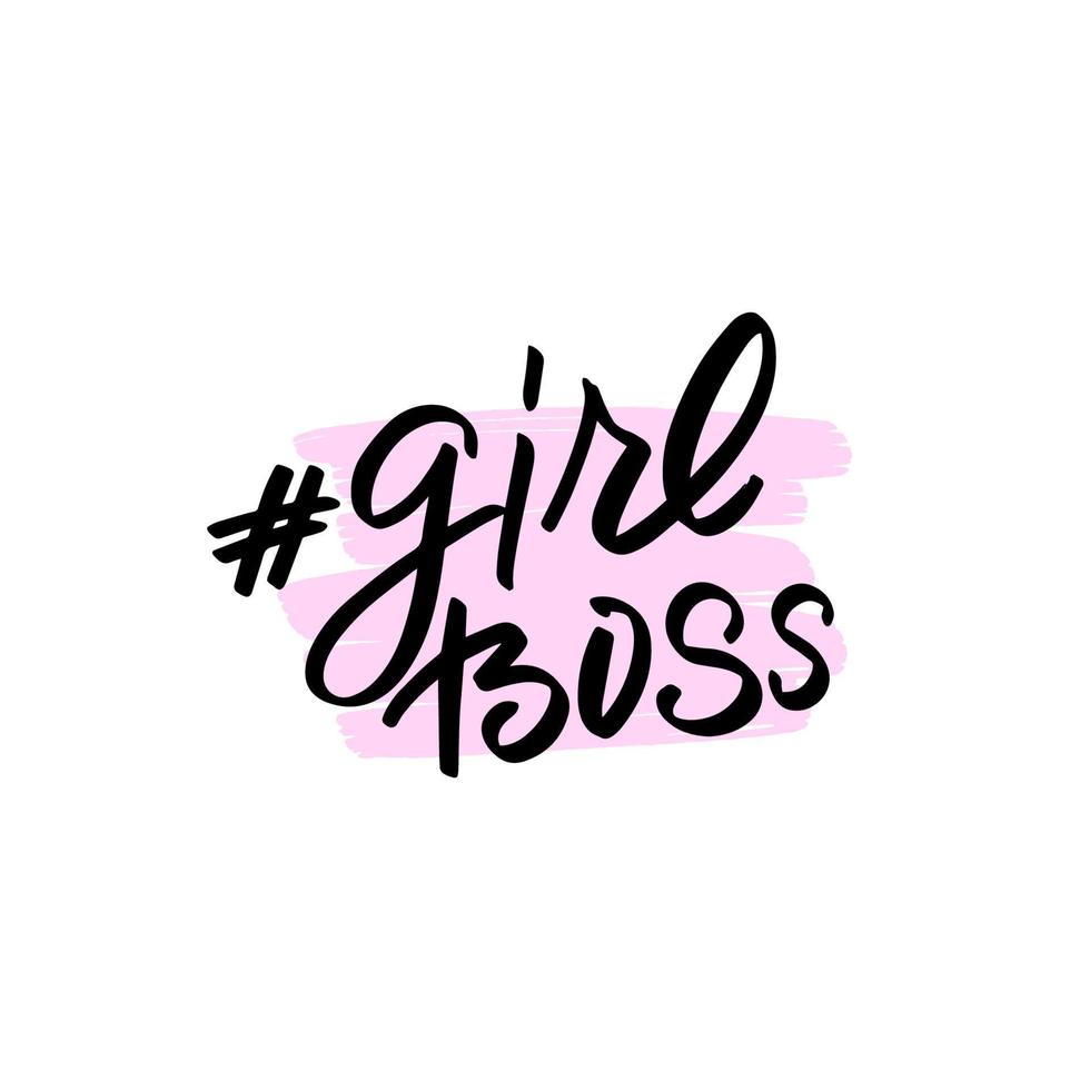 ispirazione scritta a mano pennello lettering hashtag girl boss. illustrazione di calligrafia vettoriale isolata su sfondo bianco. tipografia per striscioni, distintivi, cartoline, magliette, stampe, poster.