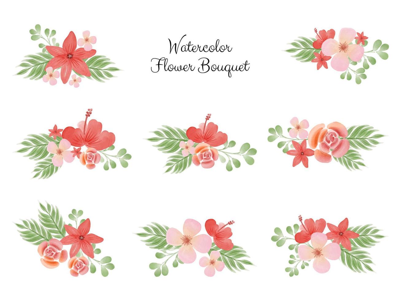 collezione vettoriale di bouquet di fiori ad acquerello per invito a nozze