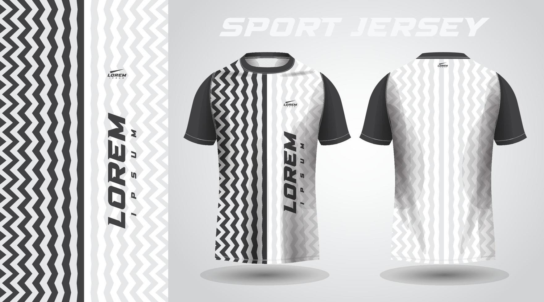 t-shirt bianca nera con design in jersey sportivo vettore