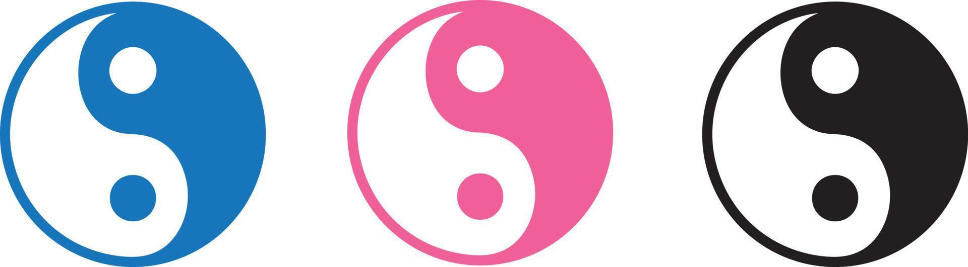 vettore di lilustration yin yang in bianco e nero, blu e rosa