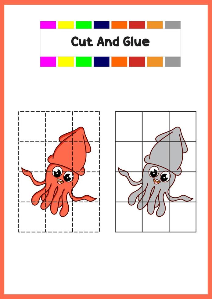 libro da colorare per bambini calamari vettore