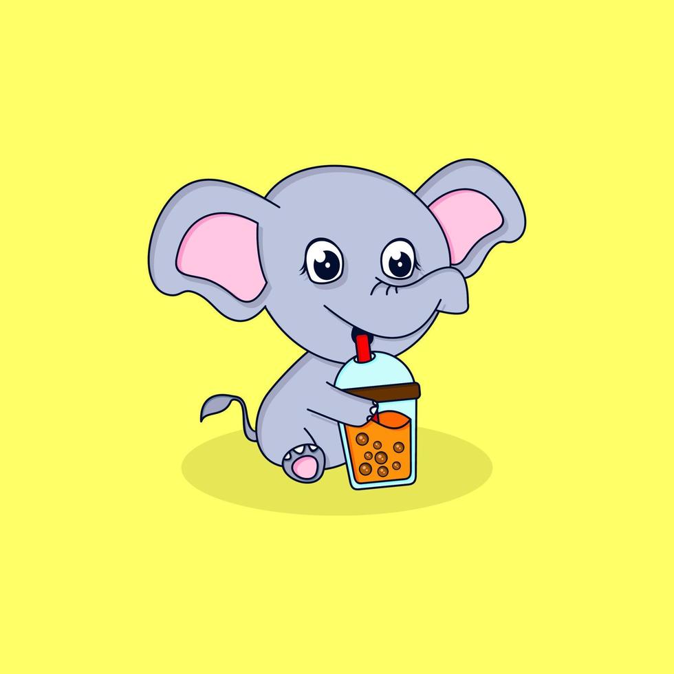 l'elefante carino beve un latte a bolle vettore