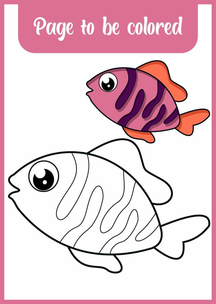 libro da colorare per bambini pesci carini vettore