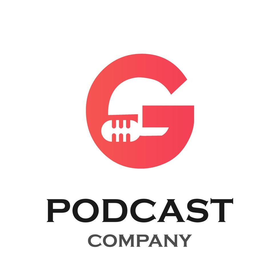 lettera g con illustrazione del modello di logo podcast. adatto per podcasting, internet, brand, musical, digital, entertainment, studio ecc vettore
