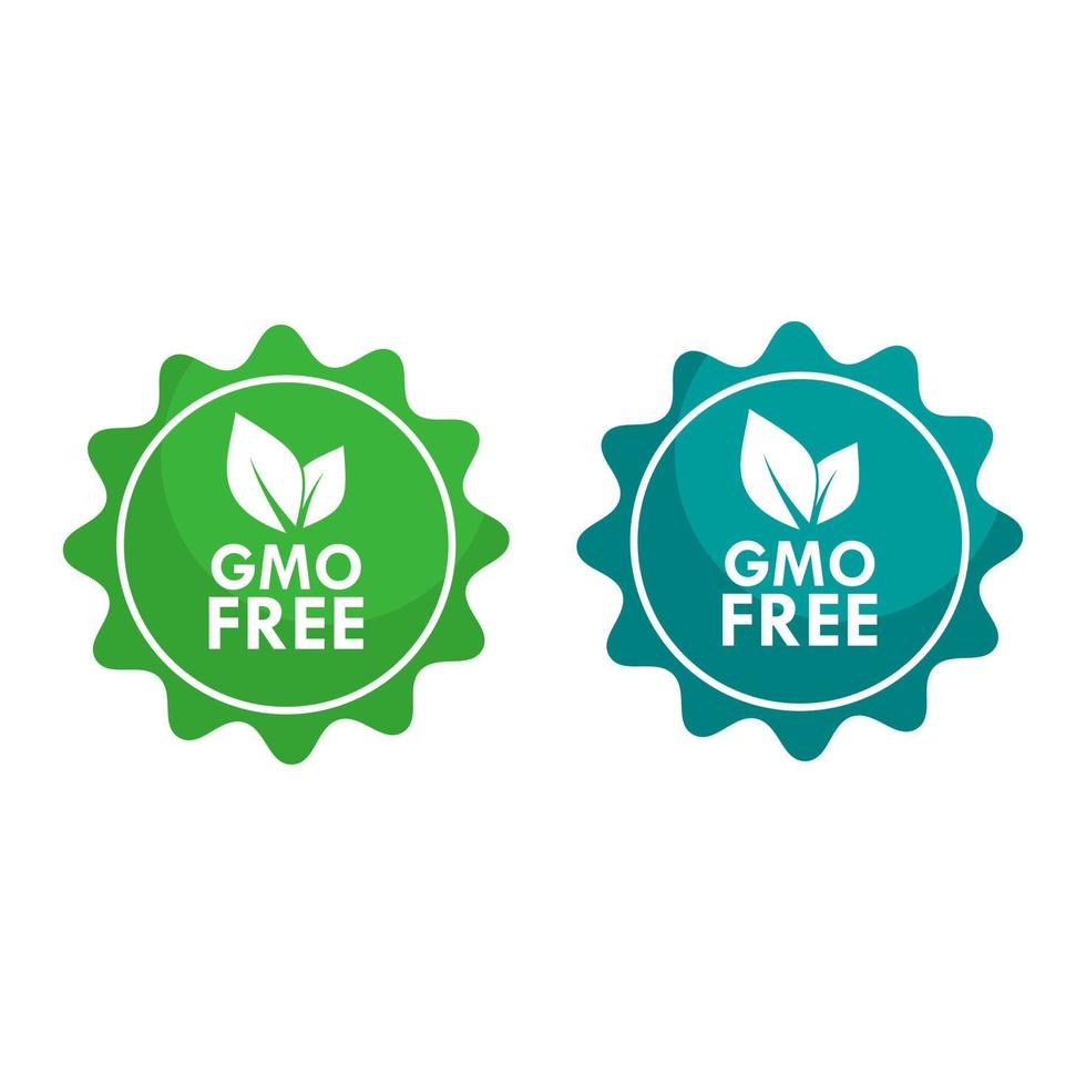 logo senza OGM. segno del logo vettoriale verde ogm per il design di una confezione di alimenti sani.