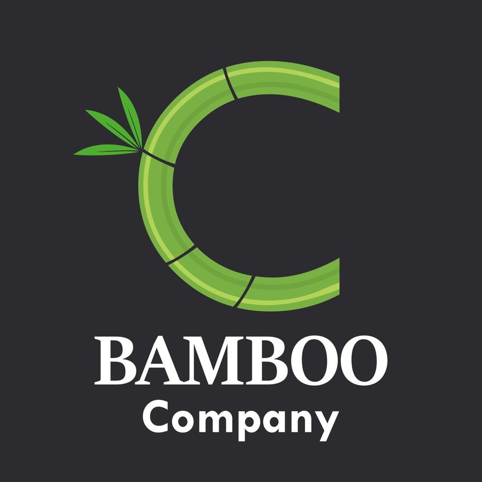illustrazione del modello di logo di bambù della lettera c. adatto alla tua attività. vettore