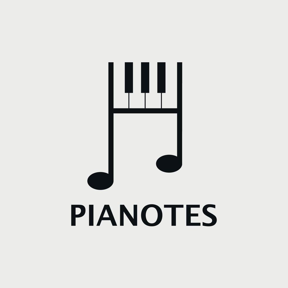 design del logo musicale con un mix di pianoforte e note vettore
