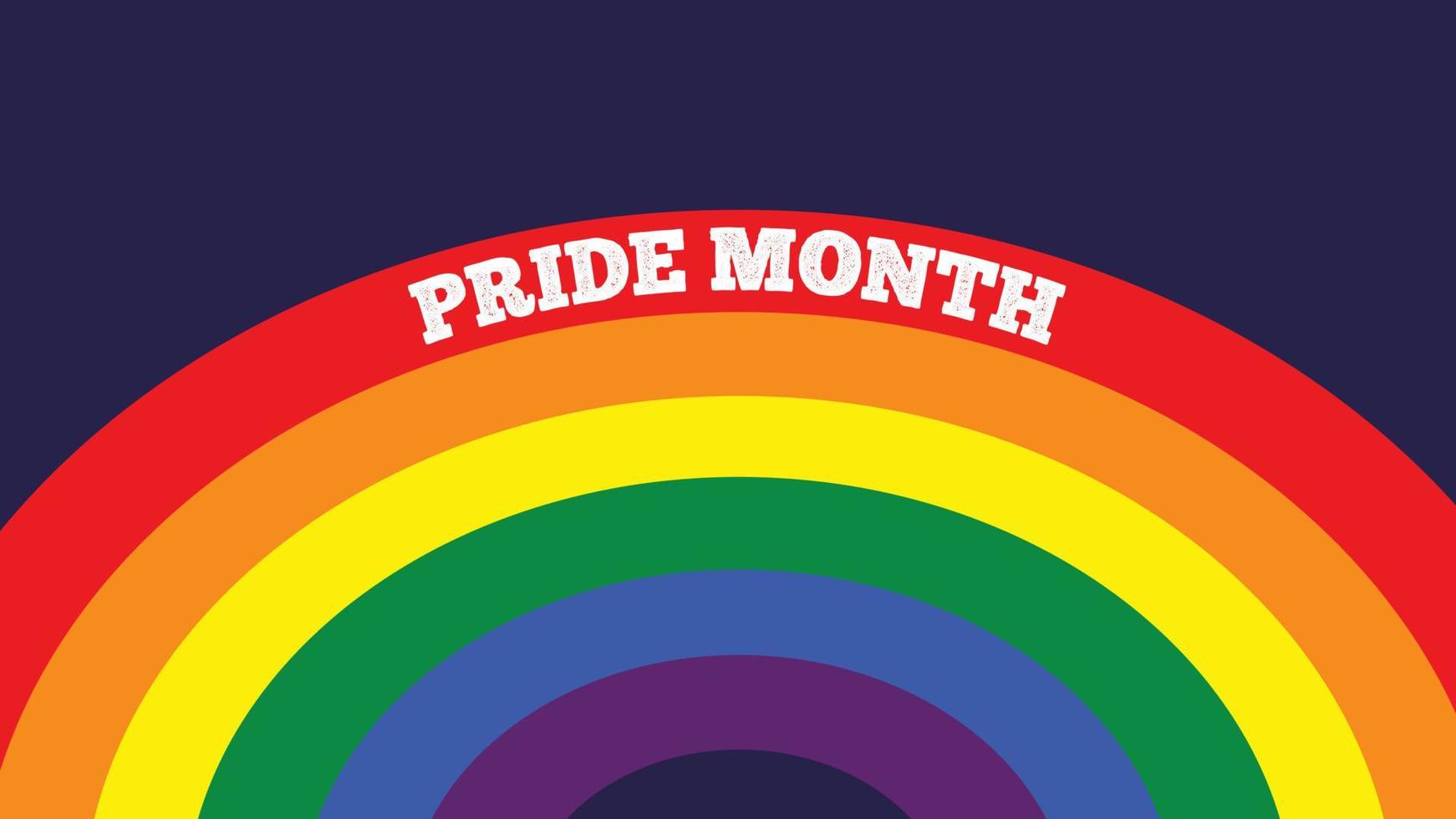 banner del mese dell'orgoglio, sfondo del mese dell'orgoglio sul concetto arcobaleno colorato del mese dell'orgoglio lgbt vettore