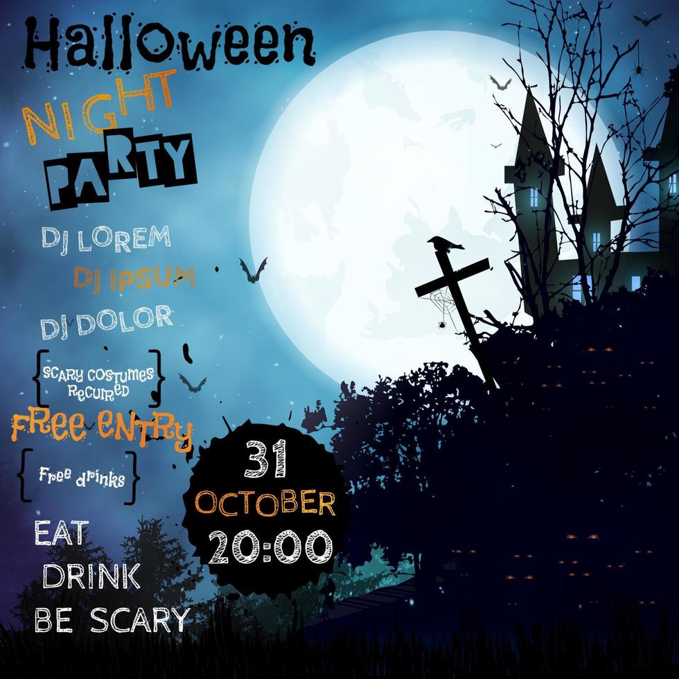 poster verticale notte di halloween party.i modello di invito. vettore