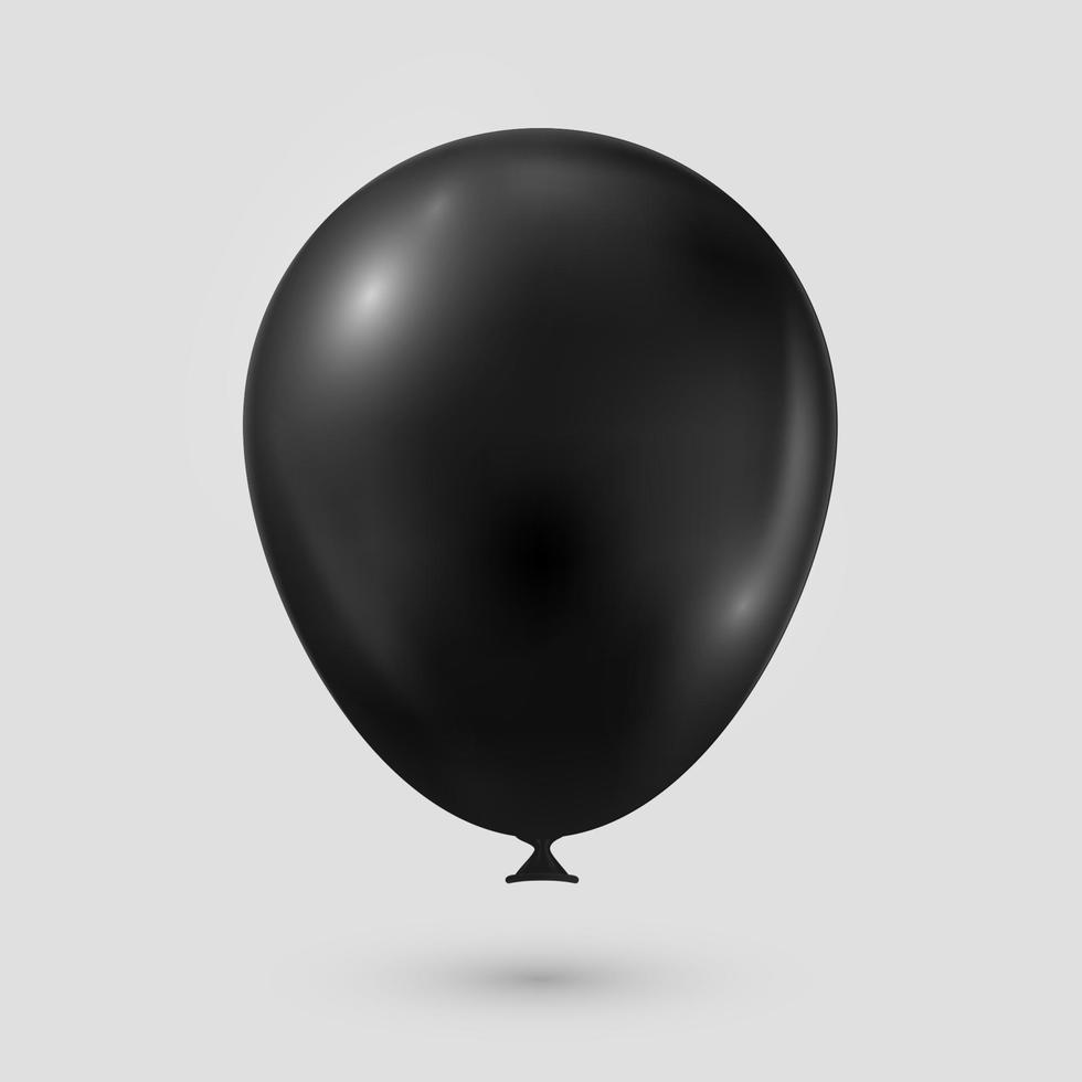 palloncino nero realistico isolato su grigio. vettore