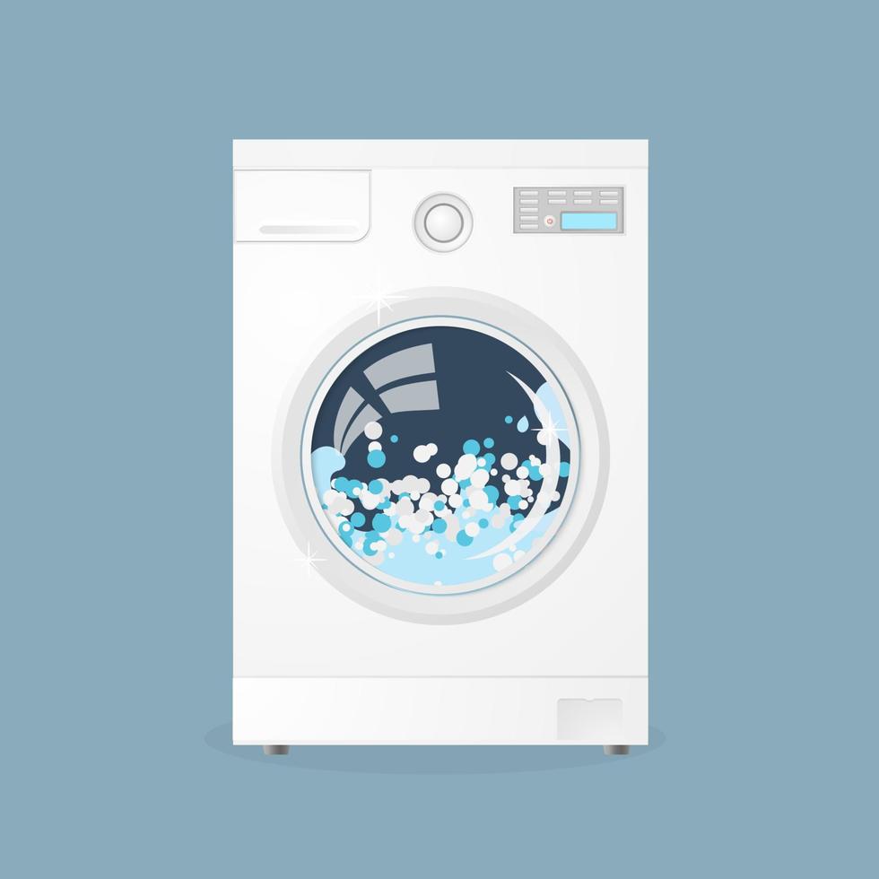 moderna lavatrice isolata su sfondo grigio vettore