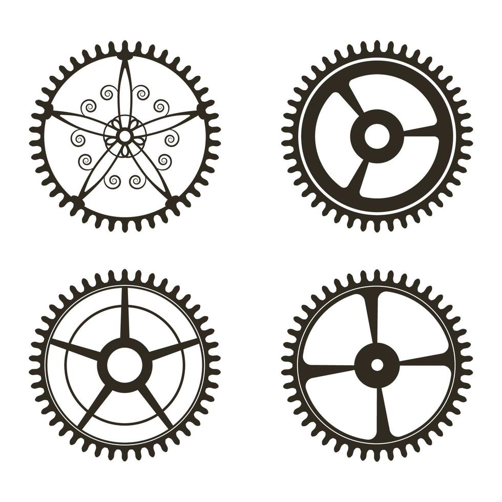 set di ingranaggi su sfondo bianco vettore