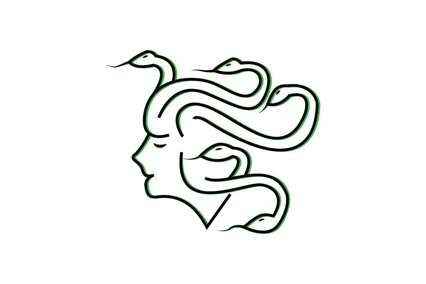 logo Medusa. logo d'arte linea di serpenti viso naturale bella donna per salone di bellezza vettore