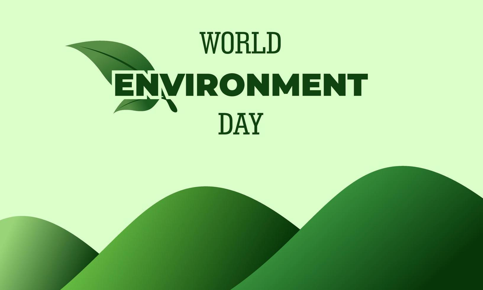 giornata mondiale dell'ambiente, disegno vettoriale verde, illustrazione vettoriale e testo