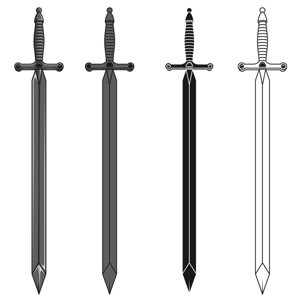 disegno vettoriale spada medievale, spada da cavaliere medievale