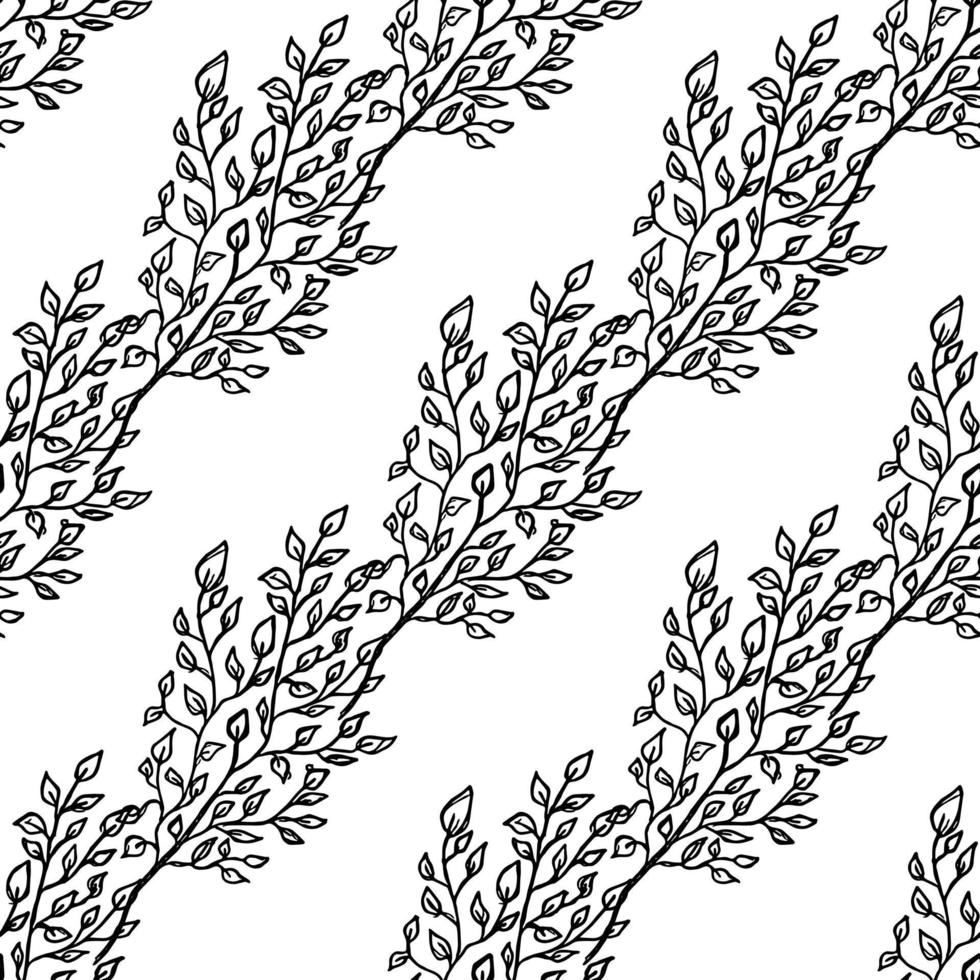 carta da parati floreale senza soluzione di continuità. vettore di doodle con ornamento floreale in bianco e nero. arredamento floreale vintage
