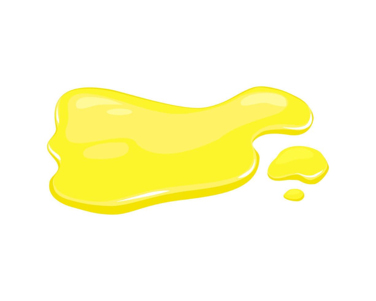 fuoriuscita di liquido giallo. pozza di succo, olio o urina. illustrazione del fumetto di vettore. vettore