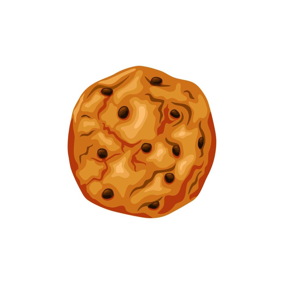biscotti rotondi con gocce di cioccolato su uno sfondo bianco isolato. biscotti appena sfornati. icona. illustrazione del fumetto di vettore