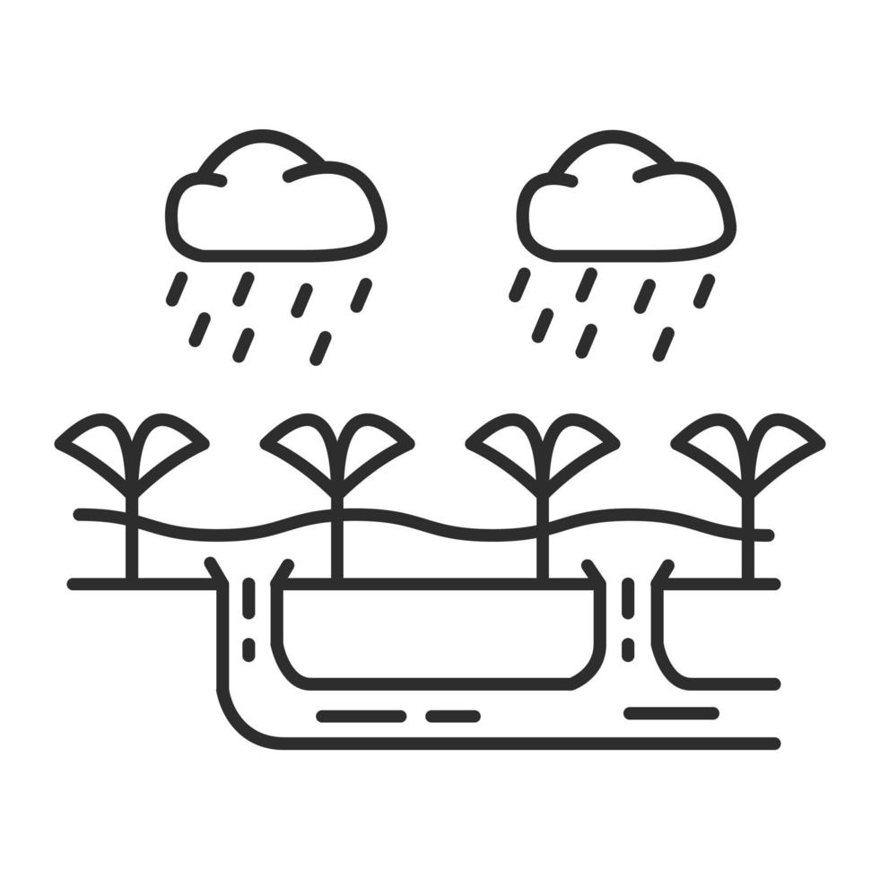 icona di drenaggio dell'irrigazione. agricoltura vettoriale di contorno per il web design isolato su sfondo bianco.