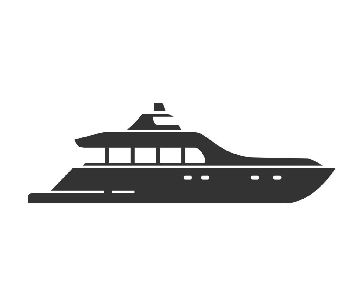 icona nera della siluetta dell'yacht della nave. illustrazione vettoriale piatta.