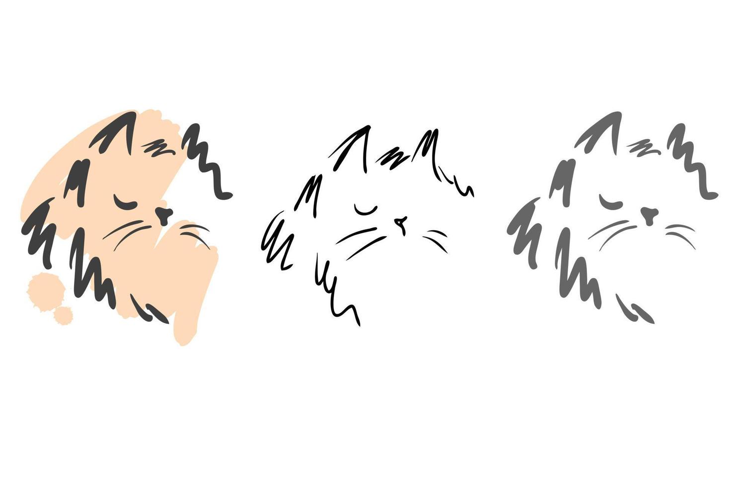 collezione di disegni a mano di ritratti di gatti per il nuovo anno 2023. vettore