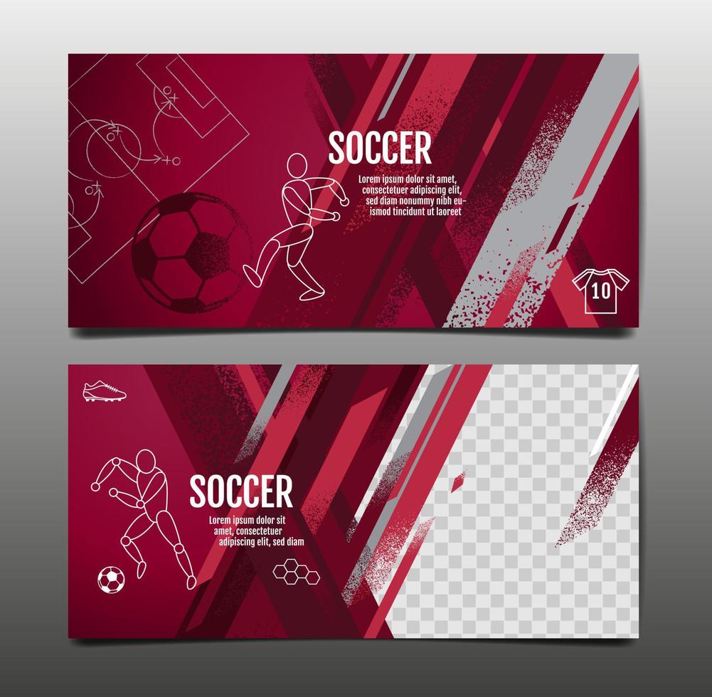 torneo di calcio, banner di calcio, design del layout sportivo vettore