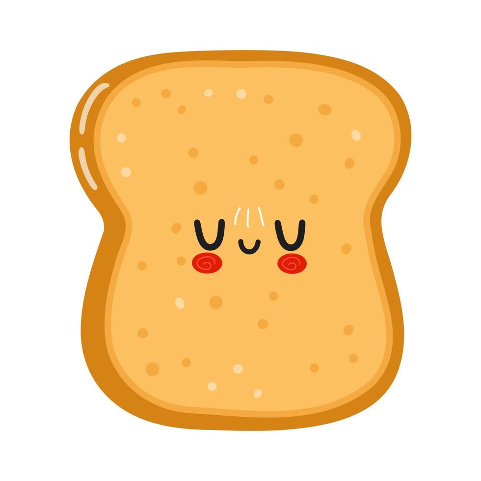 simpatico personaggio di pane tostato affettato divertente. icona dell'illustrazione del carattere kawaii del fumetto disegnato a mano di vettore. isolato su sfondo bianco. concetto di carattere di pane tostato a fette vettore