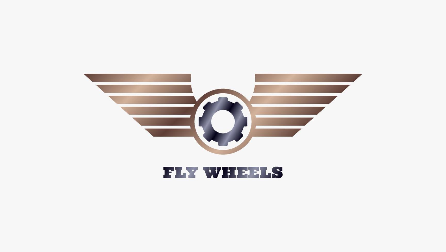 ali e ruote forti logo emblema retrò colore vintage metallico vettore