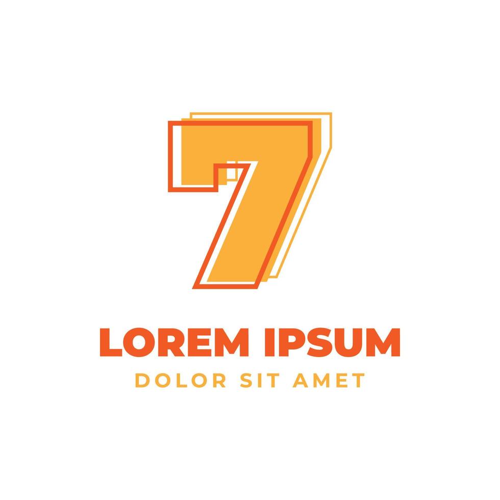contorno trippy numero 7 con elemento di design del logo vettoriale alfabetico di colore fresco e brillante