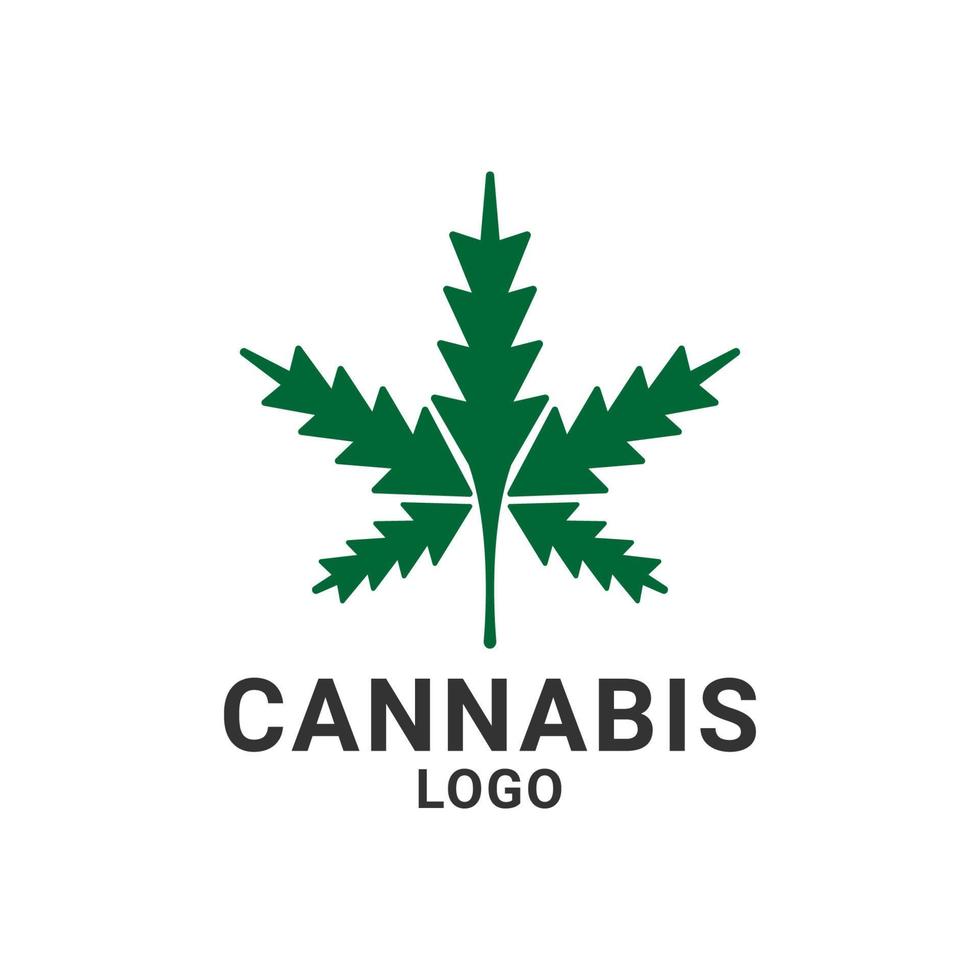 elemento di design del logo vettoriale dell'illustrazione della cannabis