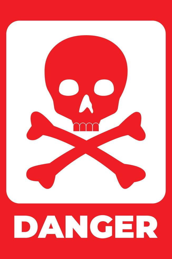 icona del pericolo di ossa incrociate del cranio. teschio di simbolo di pericolo. vettore