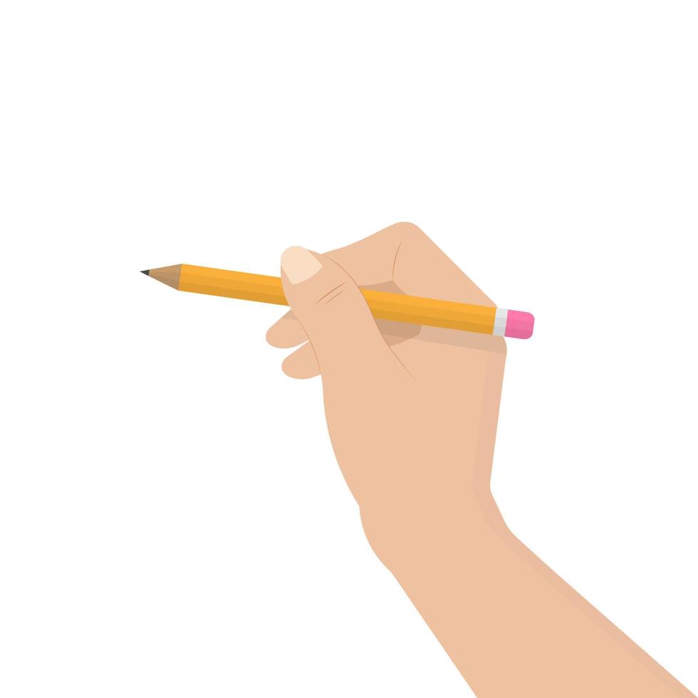 una semplice matita in una mano umana. vettore