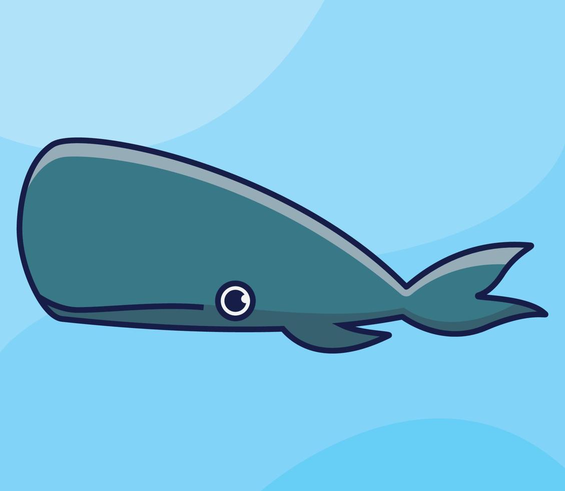 illustrazione dell'icona di vettore del fumetto della balena sveglia. concetto di icona della natura animale isolato vettore premium.