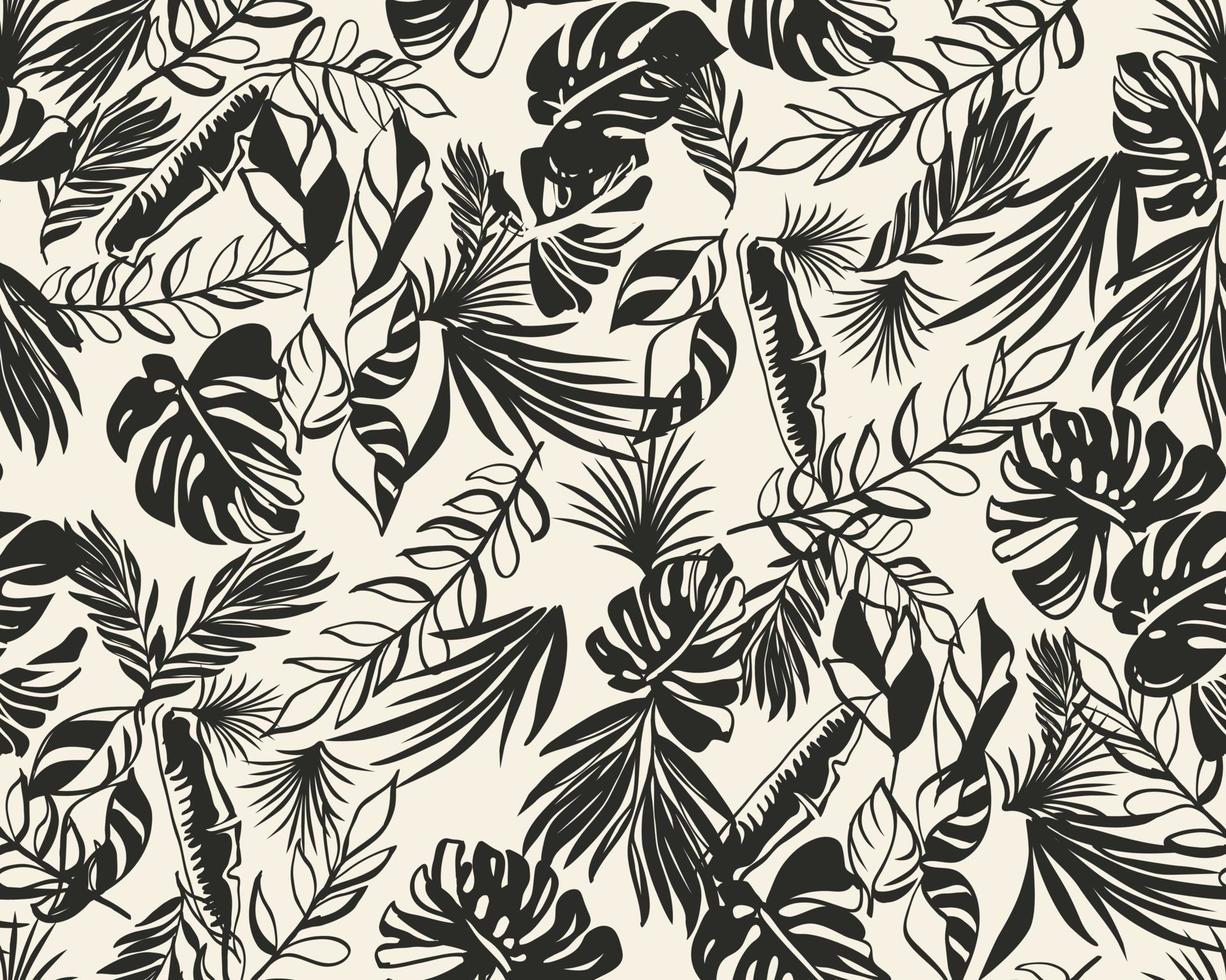 motivo tropicale con foglie disegnate a mano perfette per tessuti e decorazioni vettore