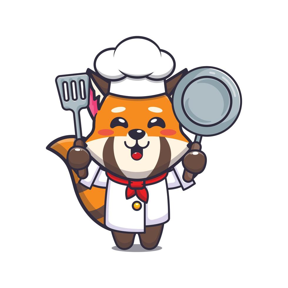 simpatico personaggio dei cartoni animati della mascotte del cuoco unico del panda rosso vettore