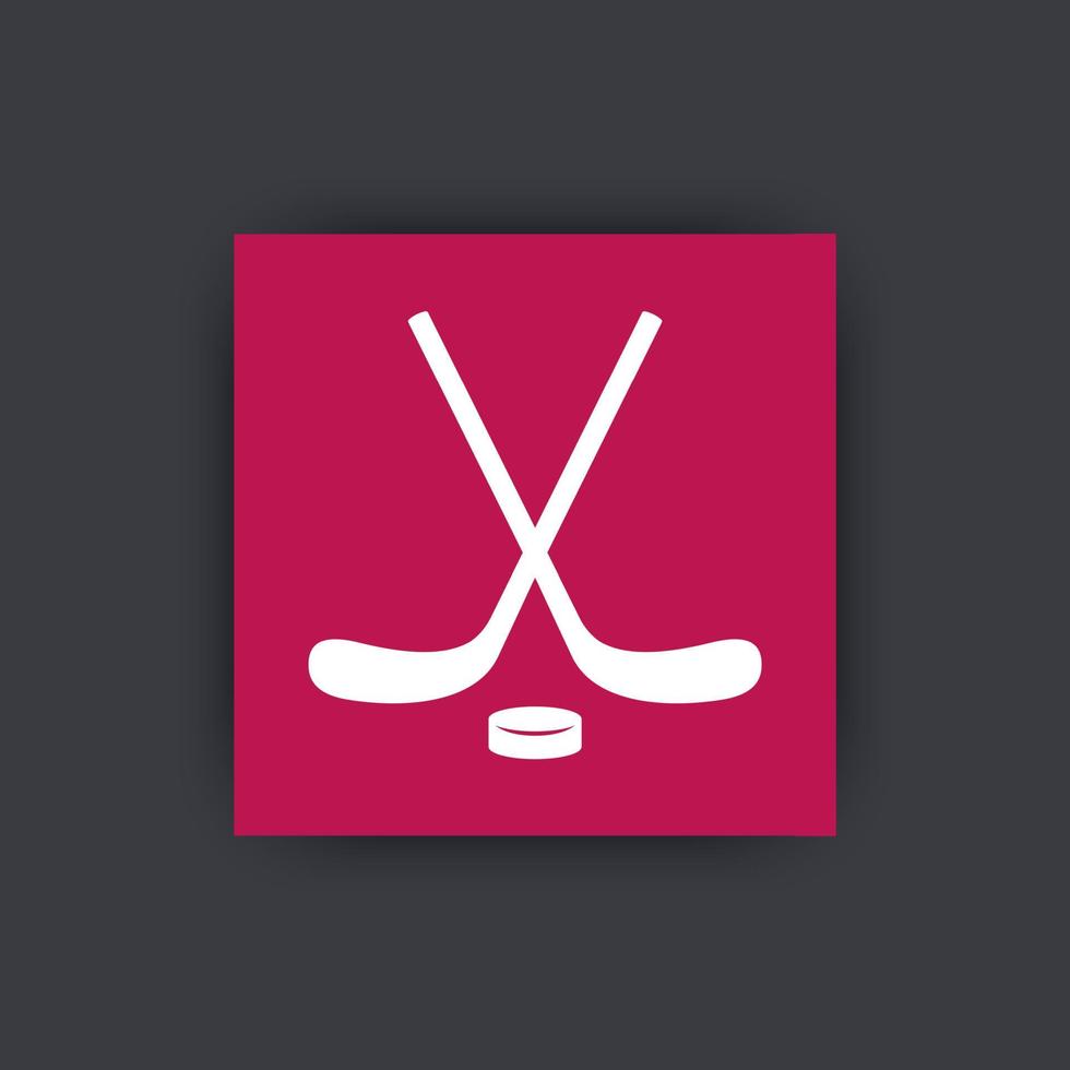 icona di hockey su ghiaccio, due bastoni e disco vettore