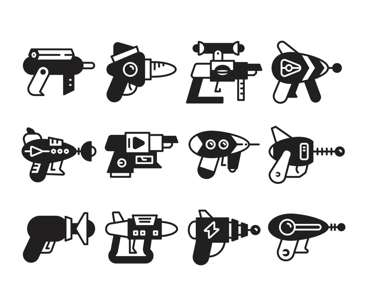 set di icone futuristiche della pistola vettore