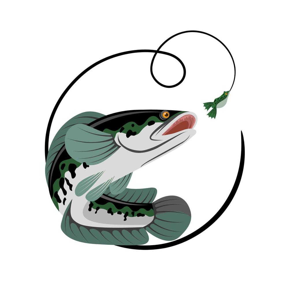 illustrazione vettoriale di pesca a testa di serpente, isolata su uno sfondo bianco.